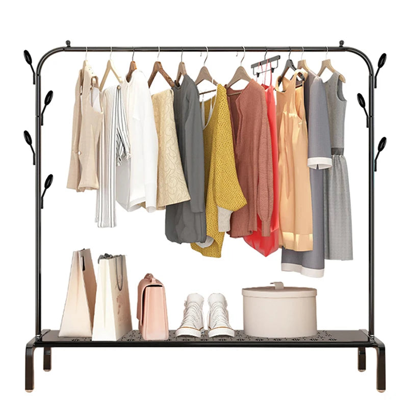 Nordic Style Modern Metal Coat Rack with Shoe Stand for Home Entryway Drying Furniture for Living Room and Bedroom