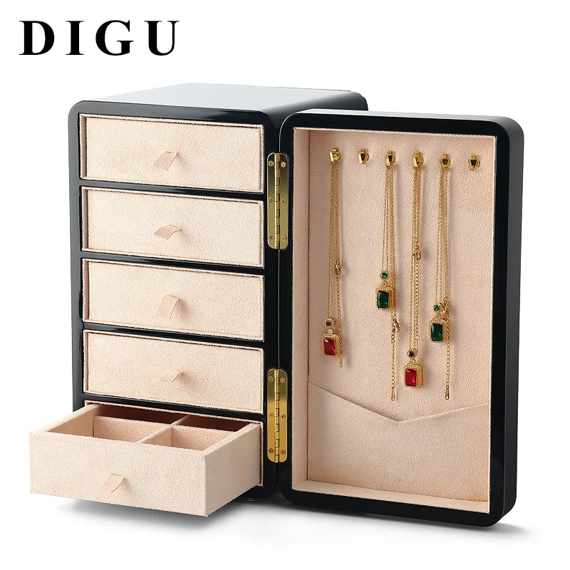 DIGU Jewelry Packaging Box Custom Piano Paint+velvet Ring Necklace Organizer Gift Ring Luxury Jewelry Display Boxes