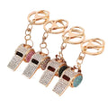 HOT SALE Gifts Diamond Rhinestone Safety Survival Whistle Trendy Metal Key Chains Key Ring Self Defense Beautiful Bling Keychain