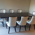 Black Marquina Marble Desk for 8 Chairs European Style Impressive Design Rectangle Shape Home Restaurant Dining Room Table
