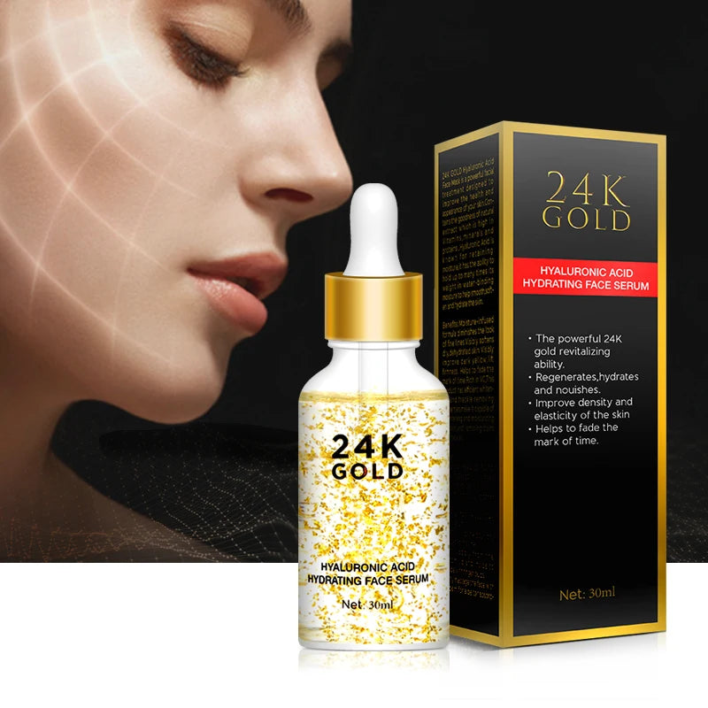 Beauty Care 24k Gold Organic Skincare Hyaluronic Serum Skin Care Anti Aging Vegan Cosmetics Face Serum Private Label