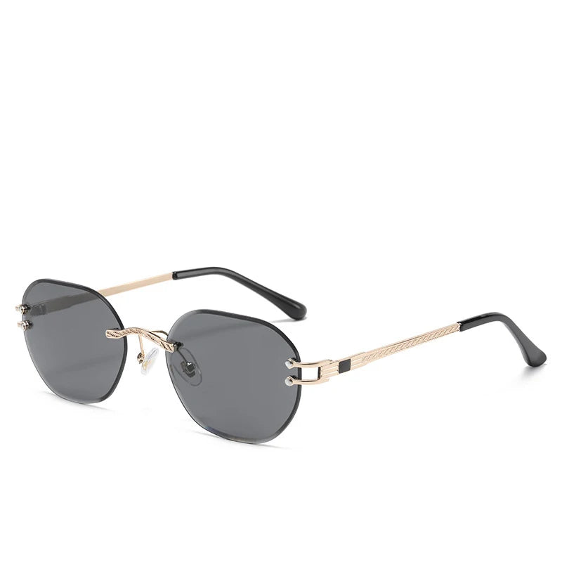Sunway Eyewear New Designer Metal Polygonal Shades Women Ladies Trending Sun Glasses Small Frameless Rimless Sunglasses