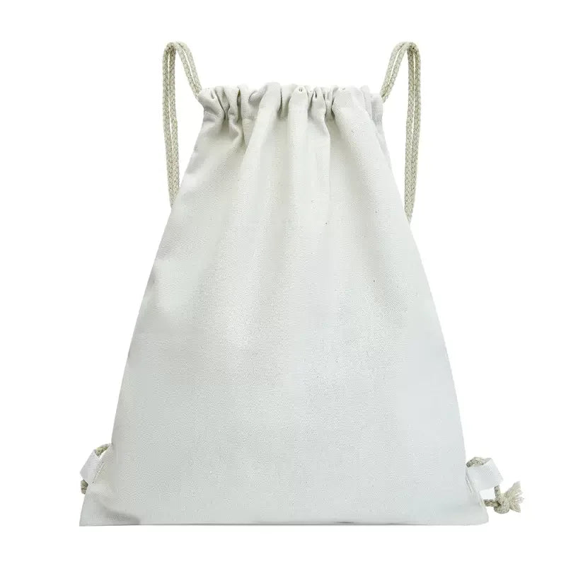 Fashion Eco-friendly Reusable Shopping Blank Canvas Drawstring Backpack with Customized Logo for Outdoor Use