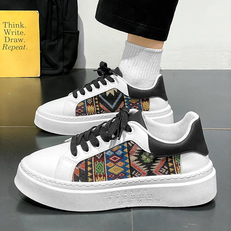 MQ02 New Men's Casual Skateboard Shoes Breathable Trendy Versatile Thick-Soled White Sneakers Low-Top Sports Shoes for Men