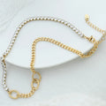 New Arrival Waterproof Tarnish Free Shiny Dainty Zircon Link Chain Stainless Steel Necklace