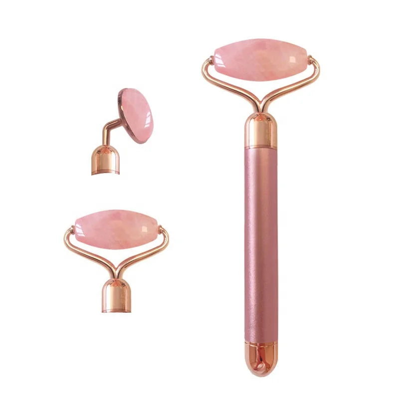 Rose Gold Electric Vibrating Facial Massage Beauty Bar Roller Jadeite Jade Roller for Slimming