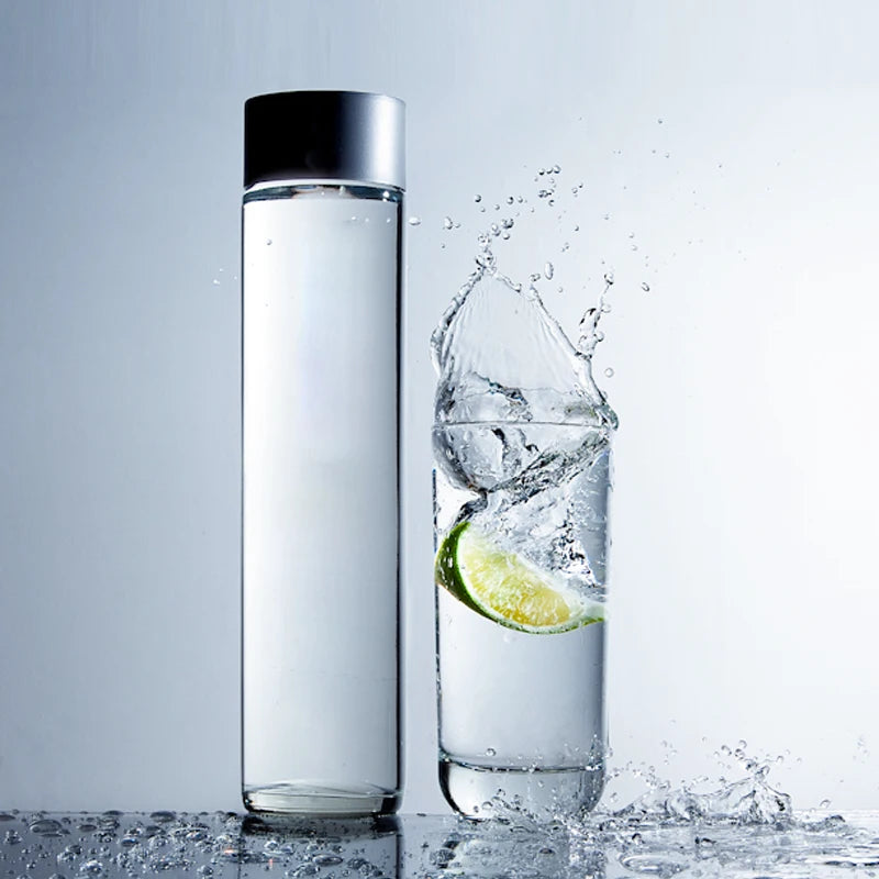250ml/300ml/350ml/375ml/400ml/500ml/750ml/800ml Transparent Screw Caps High Borosilicate Voss Water Glass Bottle for Juice Milk