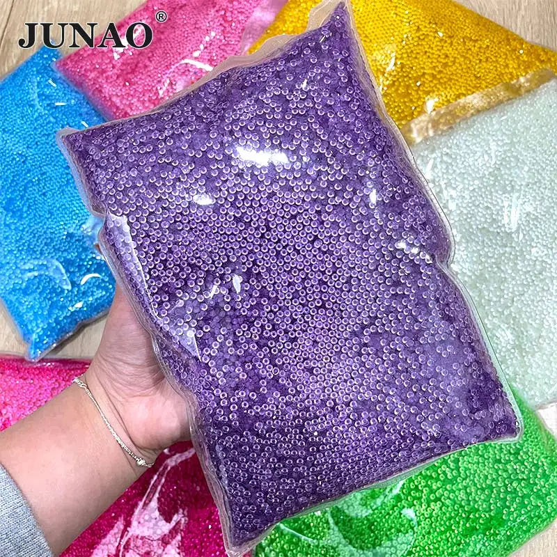JUNAO 3mm Luminous Jelly Resin Rhinestones Glue on Diamonds Transparent Crystal Bulk for Nail Art