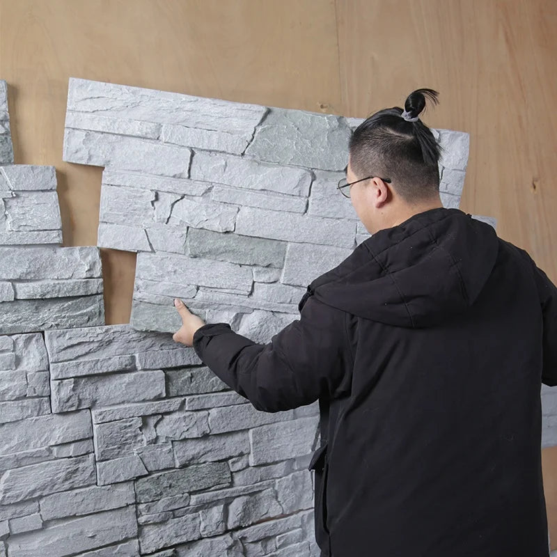 Modern Style Pastoral 3D Tiles Lightweight PU Cultural Bricks Big Slab Waterproof Flame-Retardant Interior and Exterior Wall