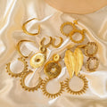 HIH Classic Unisex Fashion Jewelry Leaf Earring 18K Gold Plated Stainless Steel Chunky Big Hoop Earrings