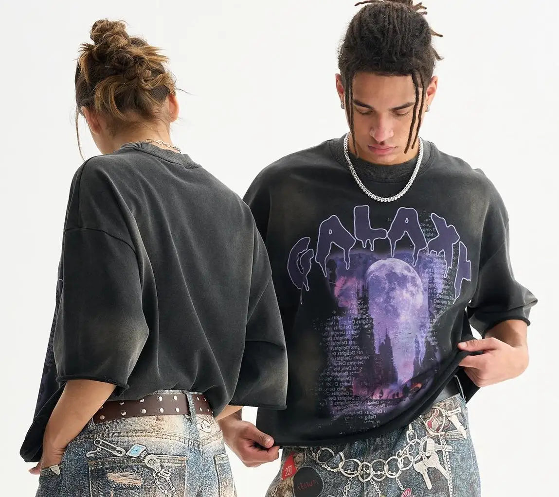 Custom Brand Men's Heavyweight 100% Cotton Shirt Luxury Graphic Boxy Cropped T-Shirt ScreenPrint DTG Acid Wash Premium Clothing