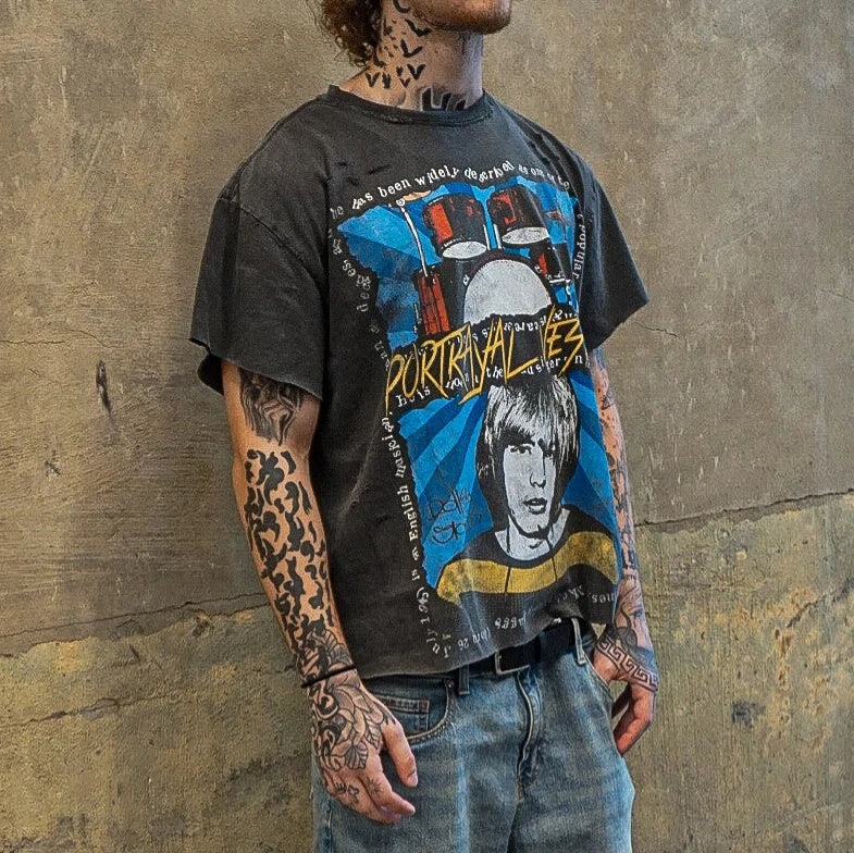 US Free Tax Street Wear Custom Graphic DTG Print Acid Washed Vintage T-shirt Men Oversized Tees
