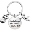 Stainless Steel I Love Heart Volleyball She Believed She Could so She Did Charm Key Ring Gift for Player Coach Pendant Key Chain