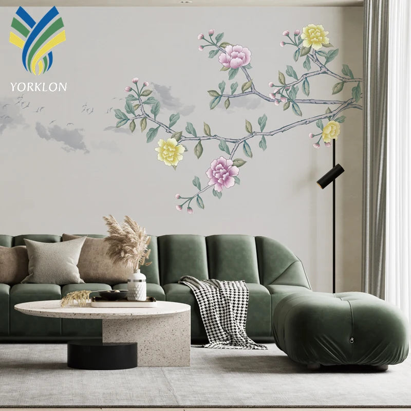 YKMF 049 Floral 3D Modern Home Decor Mural Wallpaper Digital Printing Heat-Insulating PVC for Living Room Waterproof Stylish