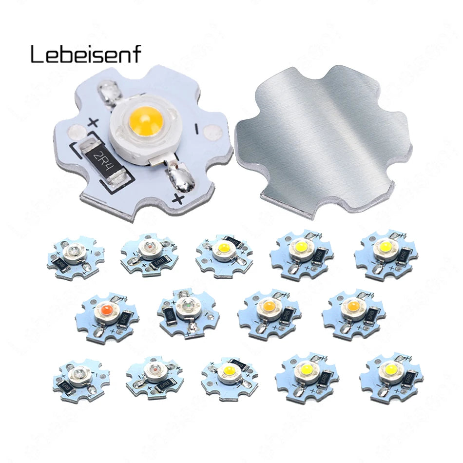 USB DC 5V LED High Power Lamp - 0.5W/1W/3W Options Single/Multi-Color with Resistor & 20mm Aluminum PCB Substrate