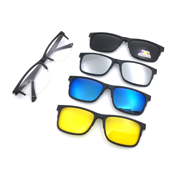 2023 Hot Sale TR90 CE America Eyewear Magnet Polarized Sunglasses 4 in 1 Many Colors Black Guangzhou Unisex Clip on Glasses 5pcs