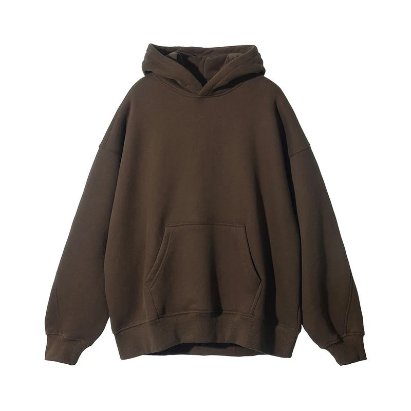 Factory High Quality Boxy Plain Blank Sweatshirt Hoodie Custom Printed Logo Oversized Heavyweight No Drawstring Jogging Hoodies