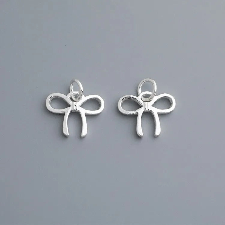 S925 Silver Hollow Bow Charms for DIY Jewelry Necklace Pendants