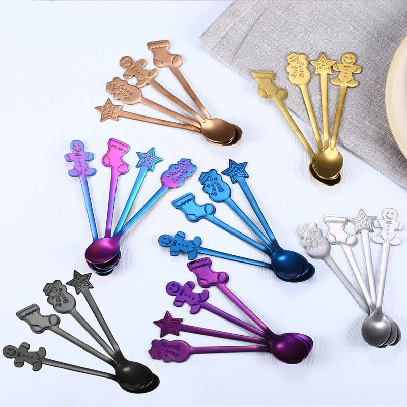 Creative Stainless Steel  Christmas Spoon Set