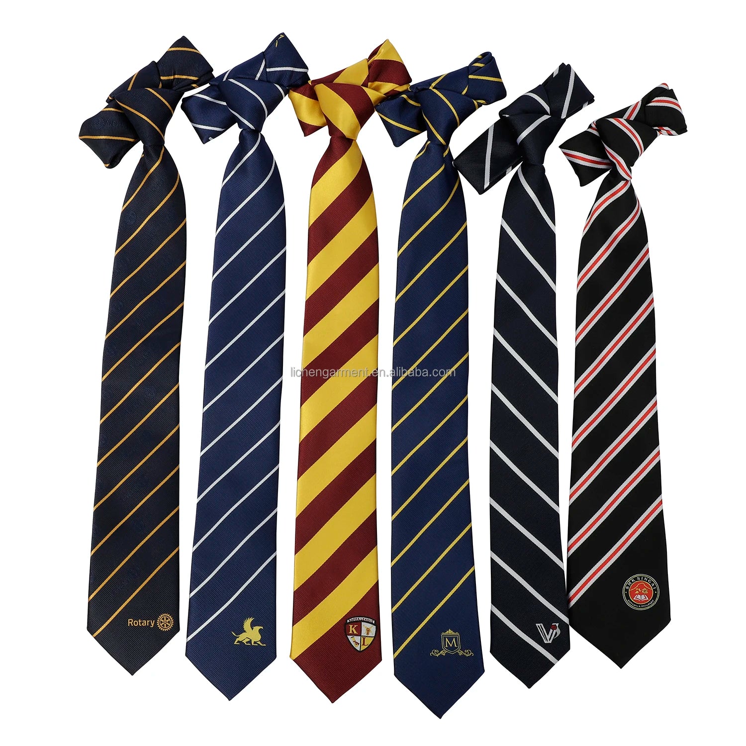Factory Direct Sale Red Striped Jacquard Breathable Polyester Embroidered Heat-Transfer Printed Man Tie Set Students JK Uniform