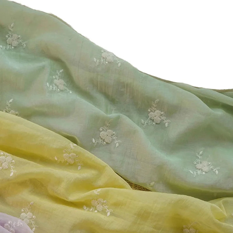 Candy-Color Spring and Summer Women's Dress Fresh and Light Breathable Chiffon Fabric with Embroidered Accessory