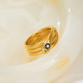 Dazan Summer Fall New Hot Ins Trendy 18k Pvd Gold Plated Stainless Steel Neo-gothic French Hyperbole Branch Black Zircon Ring