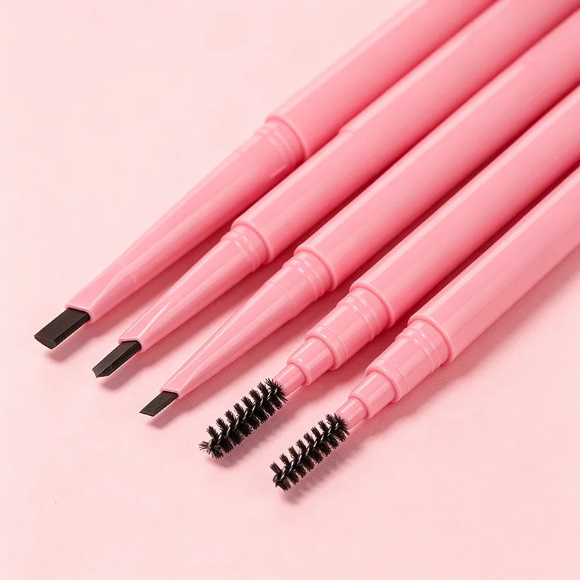 Private Label Custom Logo Extra Fine 2 in 1 Double Head Waterproof Eyebrow Pencil With Brush