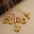 18K Gold Plated Personalized Chunky A-Z 26 Alphabet Initial Bubble Letter Necklace Cute Stainless Steel Link for Anniversaries