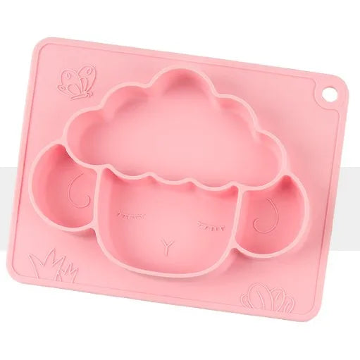 BPA Free Toddlers Dinner Plate With Suction Silicone Plato Para Sheep Shape Feeding Bowl Plate in Stock