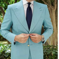 2025 Latest Design Sky Blue Top Lapel Two Buttons Costume Homme Men Suits 2 Pieces Groom Prom Wedding Suits for Formal Slim Suit