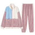 High Quality Fleece Patchwork Pajamas Set Sleepwear Women Fleece Pajama Plus Size Fashionable Fleece Pajama Set