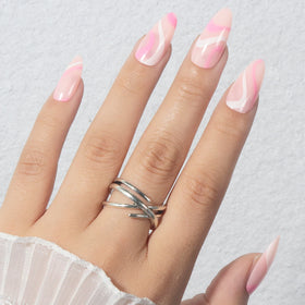 Factory Wholesale 24pcs ABS Almond Two-Tone Printing Press-On False Nails Artificial Nail Tips Stylish Model Design Quality Nail