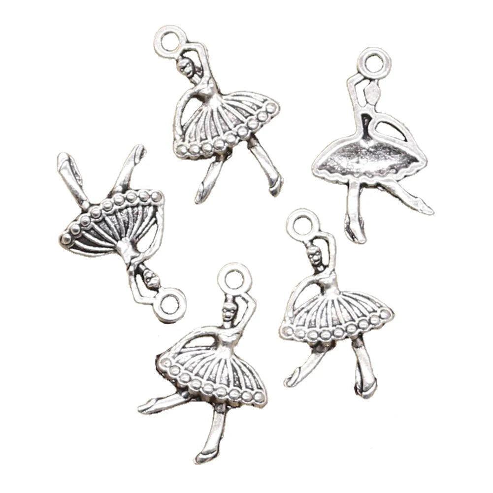 Charms Zinc Alloy Accessories Antique Silver Bronze Color Ballet Girl Dancer Ballerina Charms Pendant for Jewelry Making
