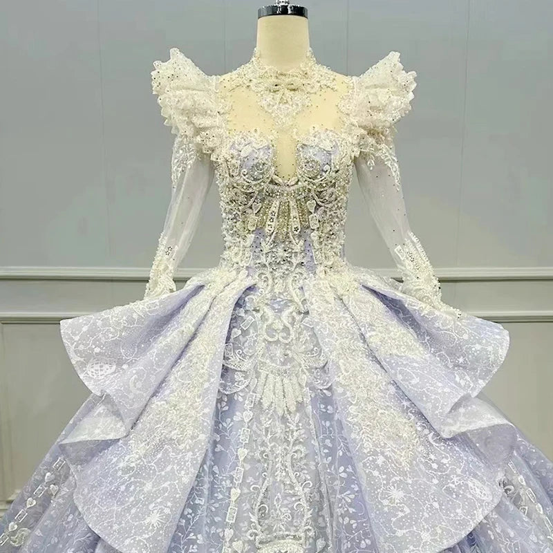 Luxury Fashion High Neck New Prom Evening Ball Gown Dress Jancember WN049