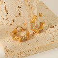 Personalized Stainless Steel Heart Necklace Gold Plated Zircon Small Heart Bamboo Hoop Earrings for Women