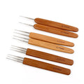 Wholesale Custom Logo 0.5mm 0.75mm Bamboo Wood Handle Stainless Steel Dreadlocks Crochet Hook Needles Hair Extensions Tool