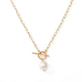 Luxury Stainless Steel Jewelry Necklaces Natural Freshwater Pearl  Link Chain Necklaces