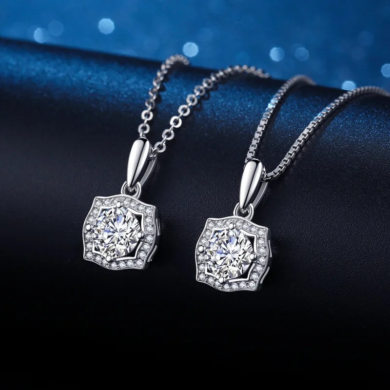 SC Wholesale S925 Sterling Silver Necklace Moissanite Rabbit Heart Necklace Gift Korean Sunflower Bow Clover Snowflake Necklace