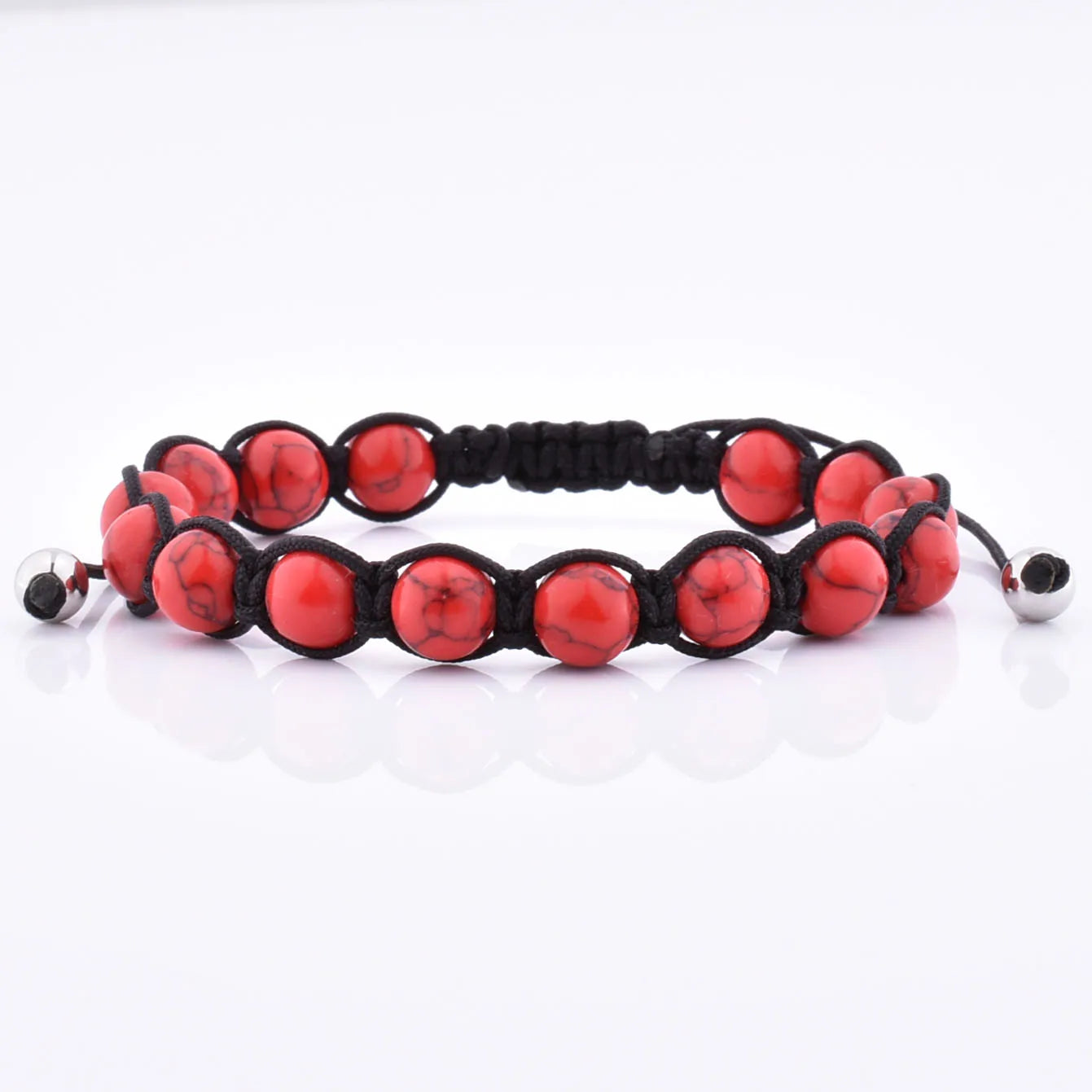 Natural Stone Healing Energy Handmade Adjustable Braided Beaded Howlite Bracelet Men Women