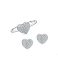Hot Selling Romantic Valentine's Day Gift Heart-shaped Ring 925 Sterling Silver Full Diamond Zircon love Studs Earring Set