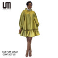 Liu Ming Wholesale Clearance Sales African Fashion Women Clothing Loose Casual Solid Color Short Dress
