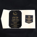 Modern Carte Invitation Marriage Black Acrylic Wedding Invitation Card With Tri Fold Pocket Fold Wedding Invitation Card
