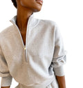 Custom Embroidery 100% Cotton Women's Hoodie Casual Half Zip Fleece for Autumn Season Printed Logo on Front Short Length