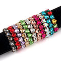 Fashion Women Bohemian Spring Tennis Rhinestone Bracelet Valentine Elasticity Colorful Crystal Glass Bling Heart Bracelets