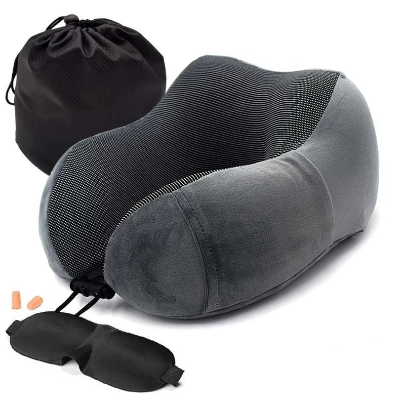 House Sundries Neck Pillows Cervical Healthcare Bedding Soft Slow Rebound Space Travel Pillow With Sleeping Mask Earplugs