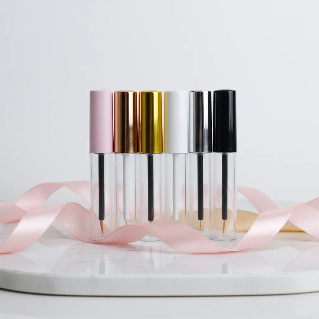 Free Sample Oem Fancy Transparent Eyeliner Container 10ml Empty Round Mascara Bottle  with Plastic Lid
