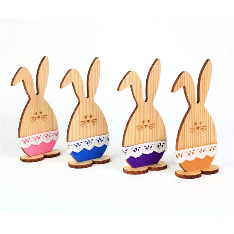 Hot-selling Wooden Easter Decorations Laser-cut 3D Easter Bunny Table Decorations