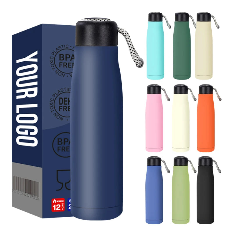 Custom LOGO Wholesale Portable 350 550 750ml Stainless Steel Gym Water Bottle Insulated Sports Flask Water Bottle