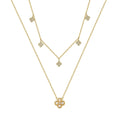 Rinnin GPN80 Double Layer Chain Four-leaf Clover Cultured Freshwater Pearl Charm Pendant 925 Sterling Silver Necklace