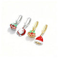 Factory Wholesale Cheap 925 Sterling Silver Christmas Gifts Santa Claus Bells Oil Drop Gold Plated Hoop Earrings for Women